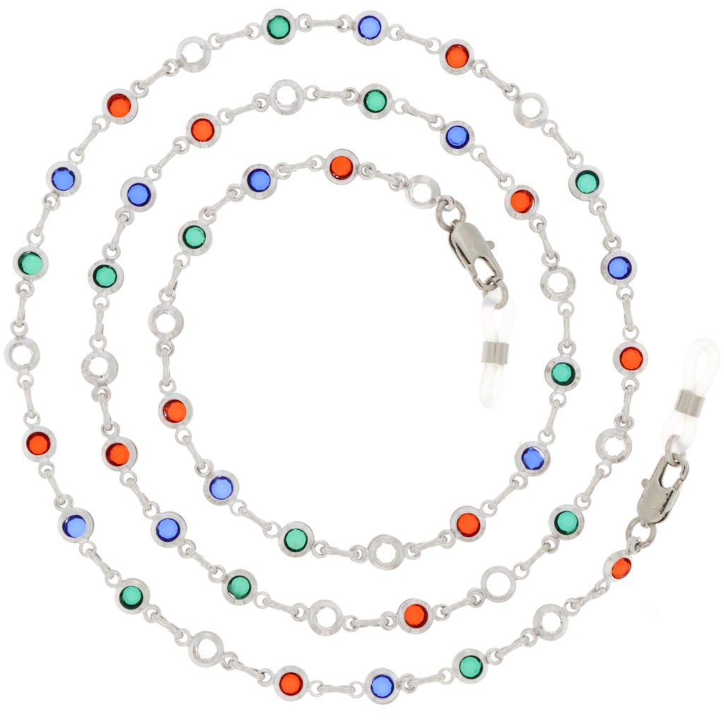 crystal stone chain rhodium plated