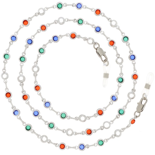 [133-4] crystal stone chain rhodium plated