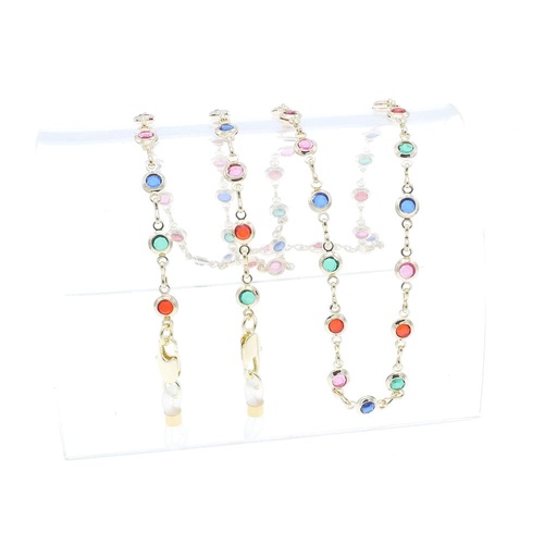 [133-1] crystal stone chain gold plated