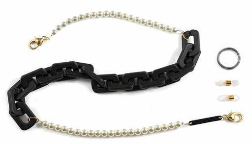 [FRA9042] F&L spectacle chain onyx pearl