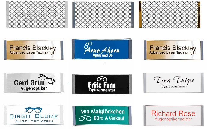 Flexstyle nameplate including engraving